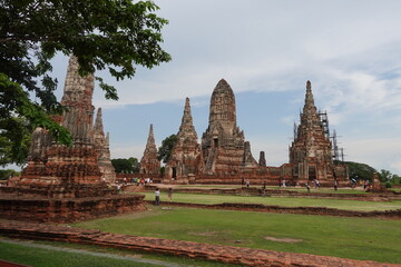 Naklejka premium ワットチャイワッタナーラーム アユタヤ・タイ วัดไชยวัฒนาราม Ayutthaya, Thailand