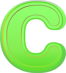 Neon bold alphabet letter C
