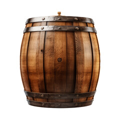 Obraz premium Antique oak wooden barrel set for winery and distillery, isolated on white transparent background, PNG