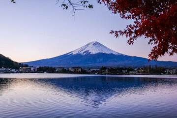 富士山　紅葉　河口湖　山梨