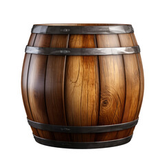 Obraz premium Antique oak wooden barrel set for winery and distillery, isolated on white transparent background, PNG