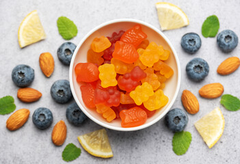 Chewable gummy vitamins and fruits