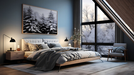Décoration intérieure de chambre à coucher avec cadre photo