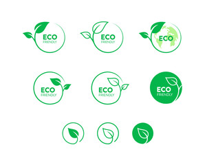 Eco Friendly icon set in circle