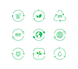 Eco Friendly icon in cycle arrow. editable stroke vector illustration