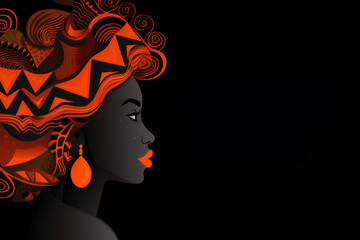 Black History Month Banner Abstract Vector Profile of African Woman