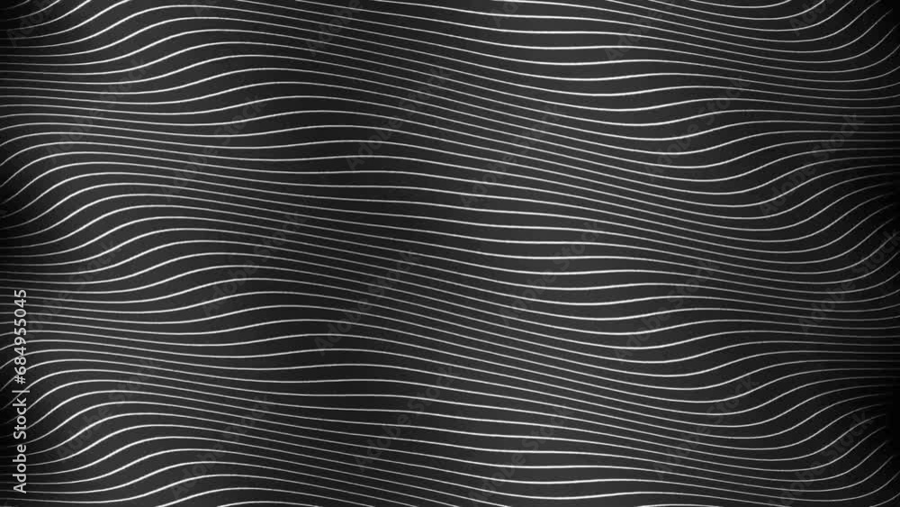 Poster abstract wave white lines loop animated video. 3d abstract black background looping animation. wave 