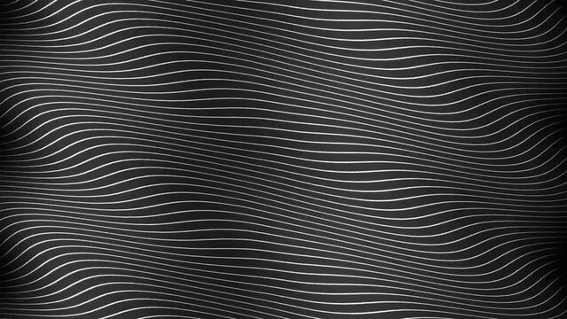 Abstract wave white lines loop animated video. 3d Abstract black background looping animation. Wave abstract white wave animation