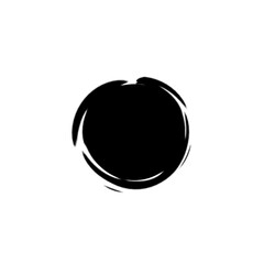 Black round button. Hand painted ink blob. Hand drawn grunge circle.