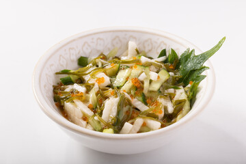 とびっことキュウリと長芋とメカブのねばねばサラダ