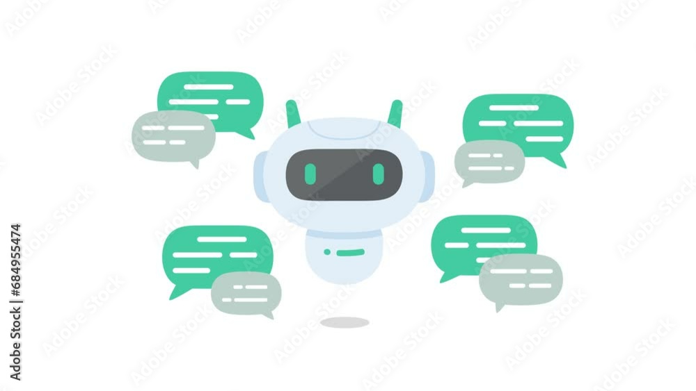 Poster robot answers chat. a robot that helps answer many customer questions powerful intelligent technolog