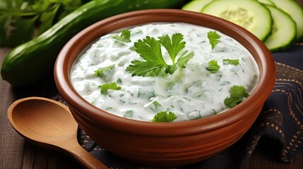 raita bowl indian food refreshing illustration sauce vegetable, healthy fresh, vegetarian meal...