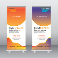 Business Roll up banner vertical template design, for brochure, business, flyer, infographics. modern x-banner and flag-banner advertising. vector illustration