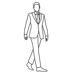business man illustration, person people simple vector illustration, outline style, silhouette