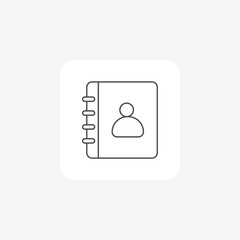 Contact List, Contact management, Digital contact thin line icon, grey outline icon, pixel perfect icon
