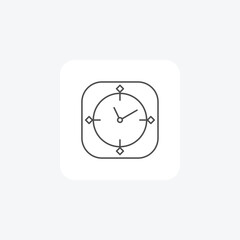 Clock, Wall Clock, Time, Hour, Minute thin line icon, grey outline icon, pixel perfect icon