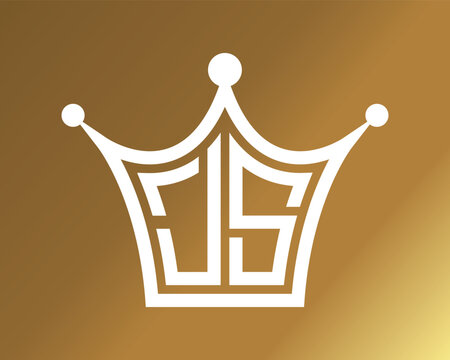 Crown shape JS letter logo design vector art
