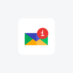 Inbox, email, messages, communication, notifications, unread flat color icon, pixel perfect icon