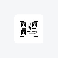 QR Barcode Scanner, Bar Code Recognition, Digital Scanning line icon, outline icon, pixel perfect icon