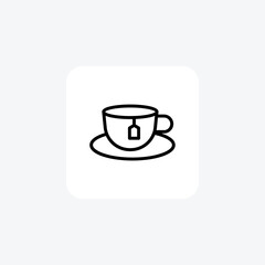 Tea cup, porcelain, saucer line icon, outline icon, pixel perfect icon