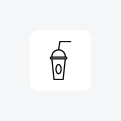Beverage, plastic, glass, drink, disposable, cup line icon, outline icon, pixel perfect icon