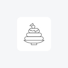 DessertIcon, GourmetSweetsSymbol, DecadentTreatsBadge, thin line icon, grey outline icon, pixel perfect icon