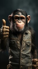 Two thumbs up from the monkey. Generative Ai.