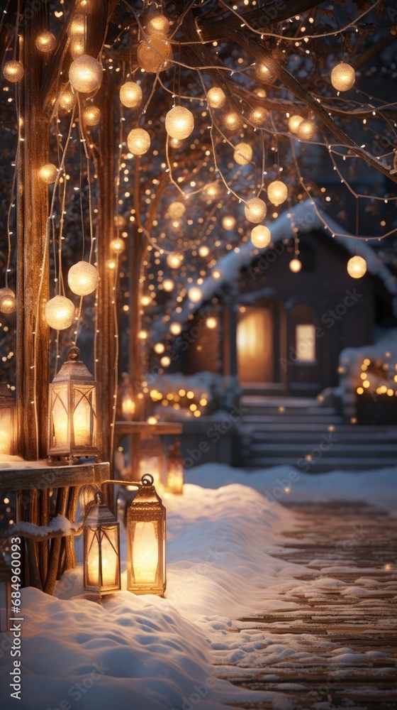 Poster background illumination and snow blur. generative ai.