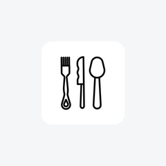 CutleryCraft,CulinaryEssentialsBadge, ChicEatingToolsIcon, line icon, outline icon, pixel perfect icon