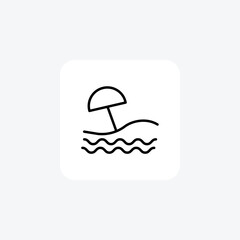 Seaside, Shoreline, Coastal, Sand, Ocean, line icon, outline icon, pixel perfect icon