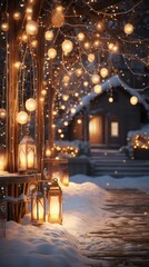 Obraz premium Background illumination and snow blur. Generative Ai.