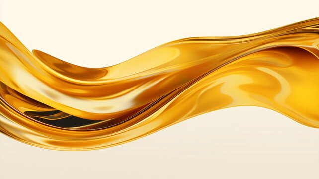 Splashes and drops of liquid oil. Fresh Olive or motor engine oil eco nature golden color close-up. Shine yellow Cosmetic oil or Cosmetic Essence Liquid drop. 3d render