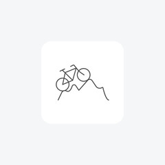 MountainBiking Iconography thin line icon, grey outline icon, pixel perfect icon