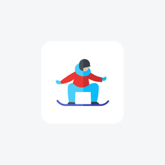 SnowSkiingIcon, AlpineAdventureSymbols, WinterSportsEmblems, OutdoorSportsIcons, flat color icon, pixel perfect icon