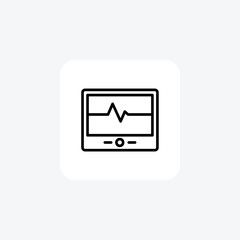 Heart Rate Monitor Icon, Health Monitoring, Fitness Tracker, isolated on white background vector illustration Pixel perfec