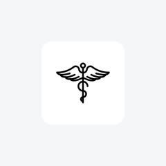 Caduceus, Healing staff, line icon, outline icon, pixel perfect icon