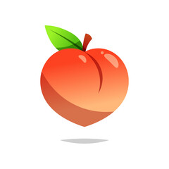 Fototapeta premium Peach fruit vector isolated on white background