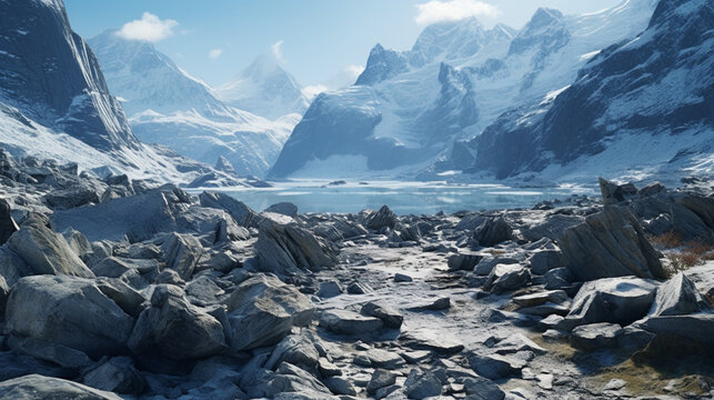 glacier in the mountains HD 8K wallpaper Stock Photographic Image 