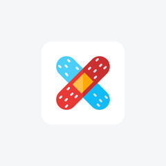 Bandage, First Aid, Wound Care, flat color icon, pixel perfect icon
