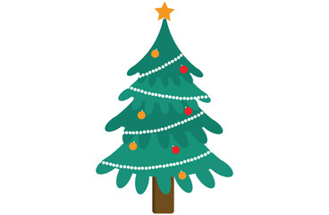 Christmas tree icon,Green Christmas tree illustration ,Cristmas tree Vector, Christmas tree,Christmas background for greeting card or invitation. Decorated Cristmas tree with balls ,decorations