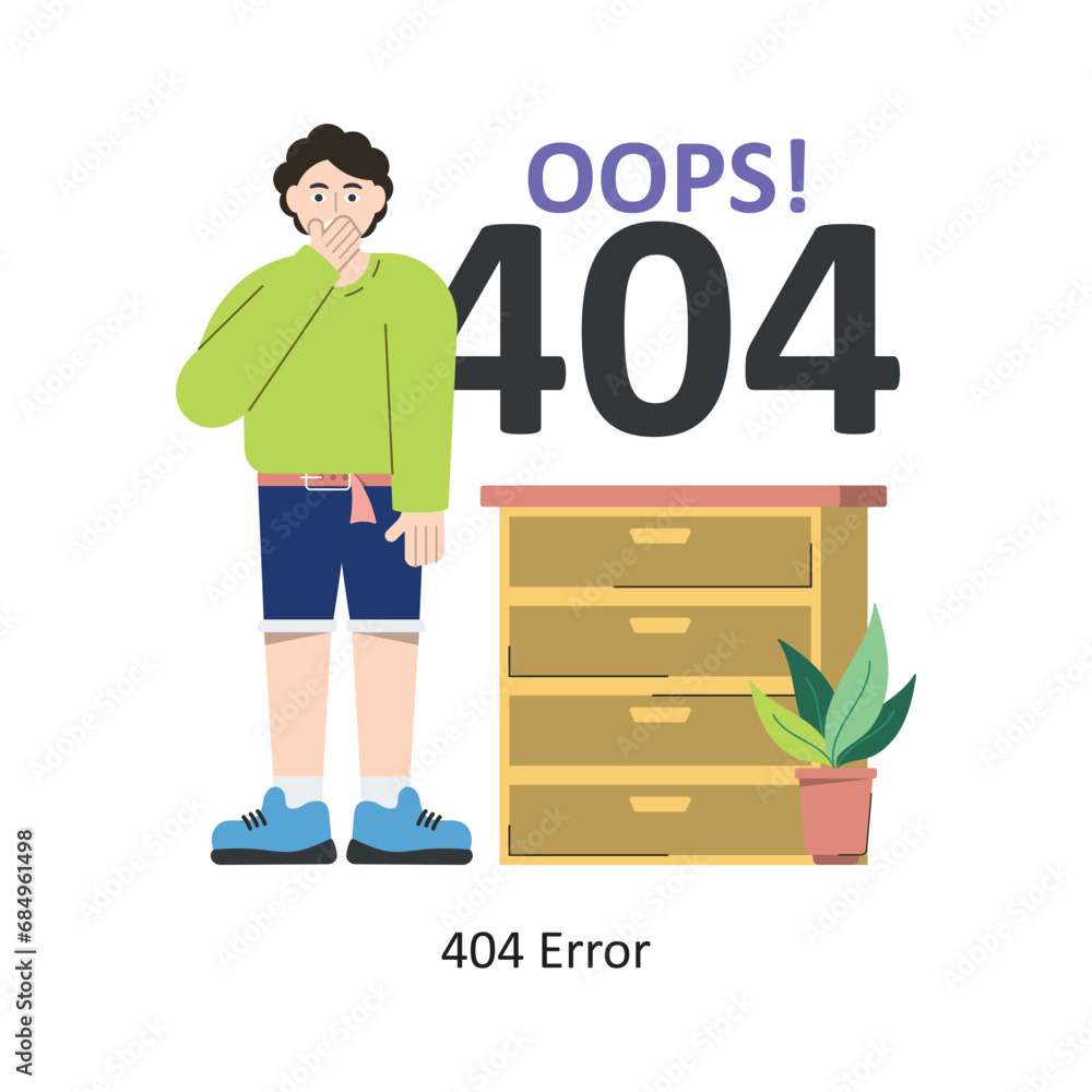 Poster 404 error vector flat design illustration. symbol on white background eps 10 file