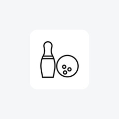 Bowling, alley, pins, ball, strike, spare, lane line icon, outline icon, pixel perfect icon