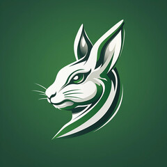 A White Rabbit Icon or Logo on a Green Background