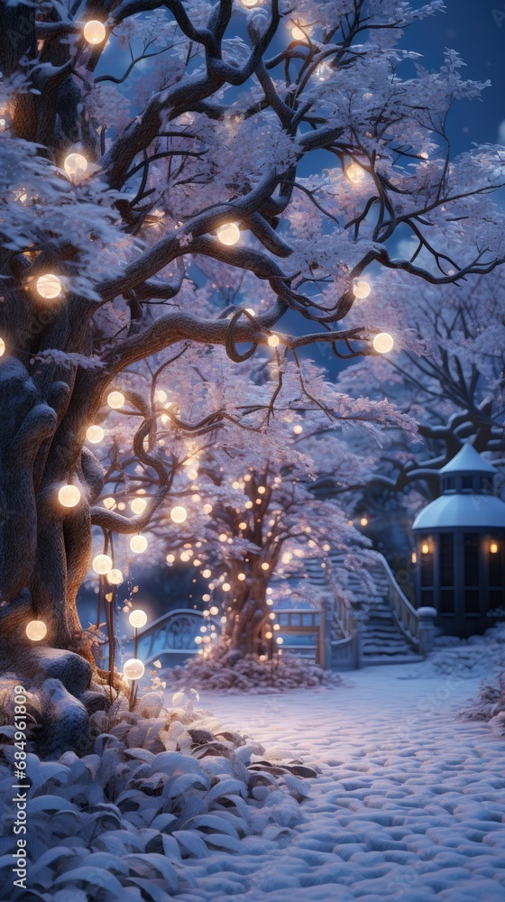 Poster background illumination and snow blur. generative ai.