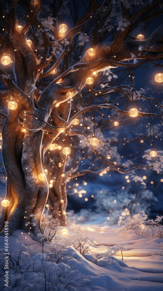 Poster background illumination and snow blur. generative ai.