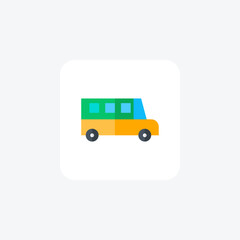 School bus, Student transportation, Yellow bus, flat color icon, pixel perfect icon