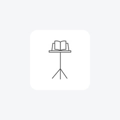 Music stand, Sheet music holder, thin line icon, grey outline icon, pixel perfect icon