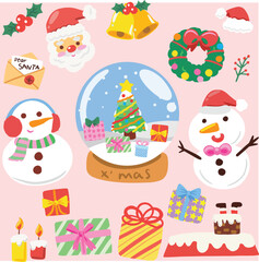 Christmas elements cute decorations holiday Santa Claus