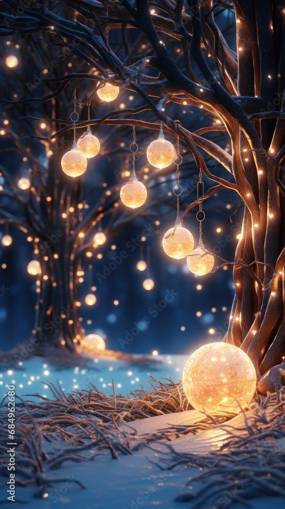 Poster background illumination and snow blur. generative ai.