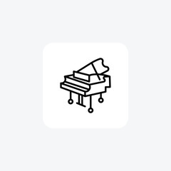 Piano, Grand piano, Keyboard instrument,Line Icon, Outline icon, vector icon, pixel perfect icon